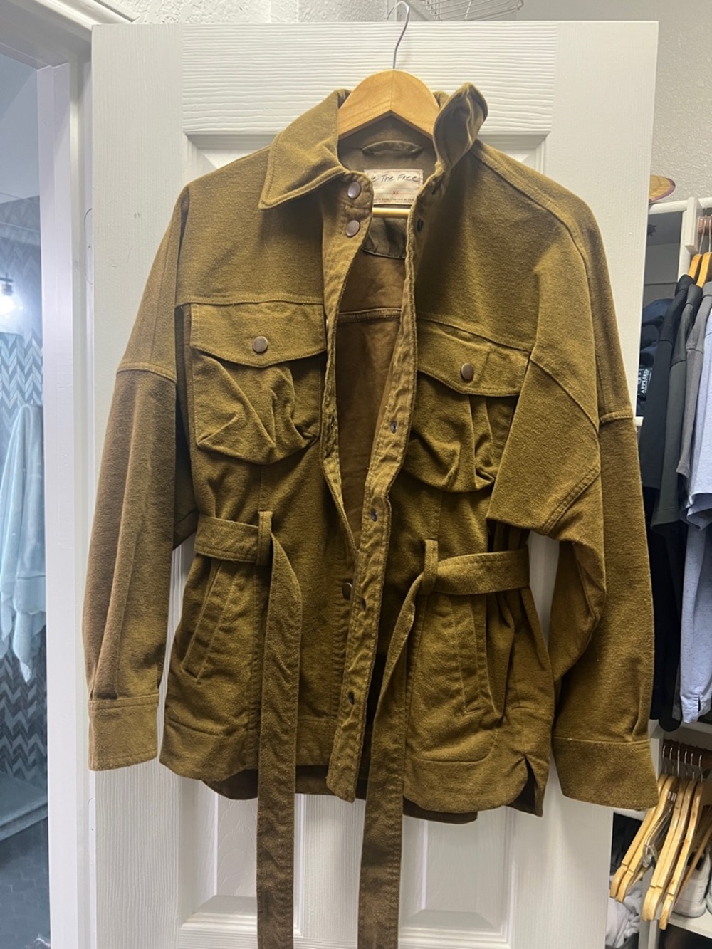 We The Free Olive Green Belted Utility Jacket